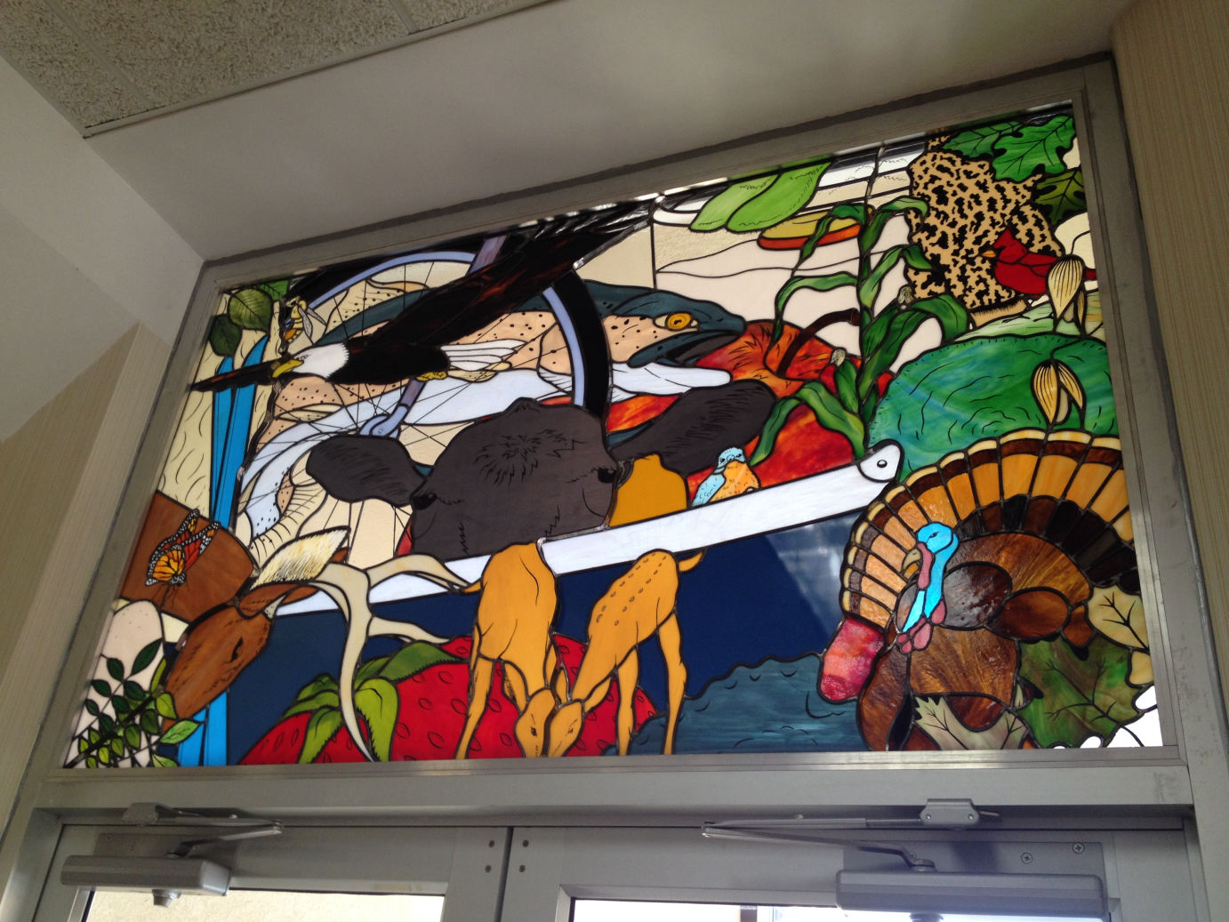 Bluffland Highlights stained glass window at F&M Bank