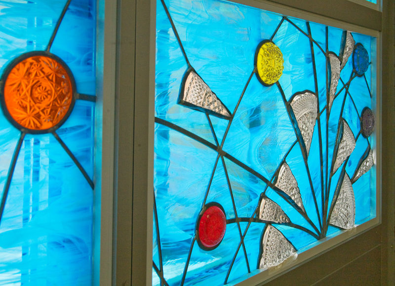 Conservation of Energy - stained glass window bay at John Marshall HS, Rochester, MN