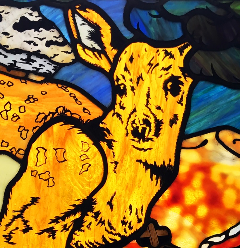 Rustician detail: Stained glass panel by Karl Unnasch