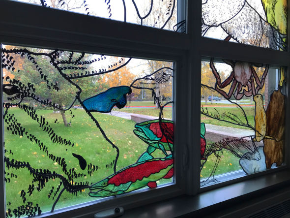 "See Us Now" - A stained glass window bay at Turnagain Elementary, Anchorage, AK