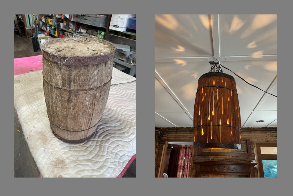 Rain Barrel Light Fixture - before and after